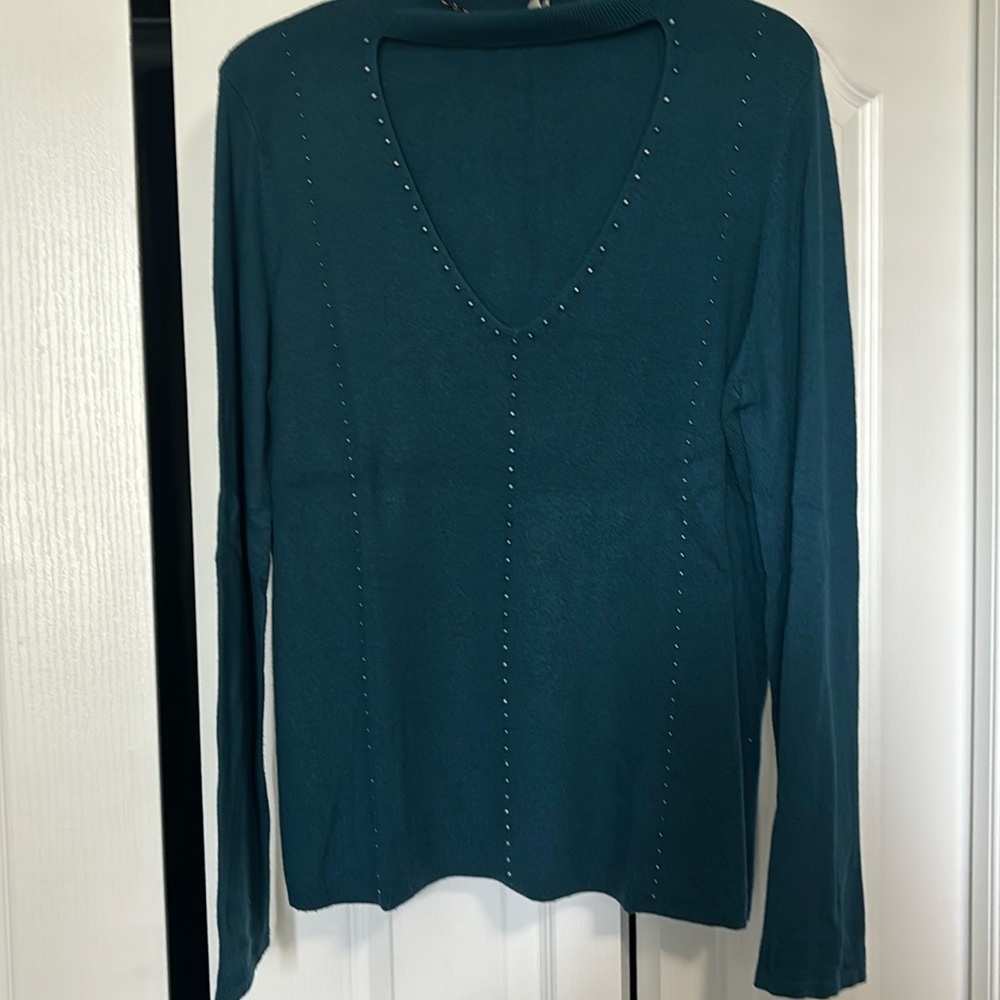 Tamari Teal sweater with seed beads